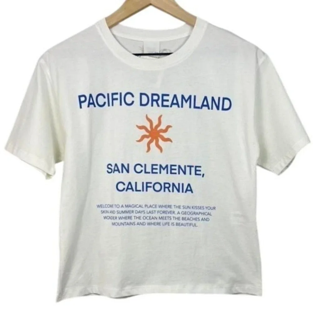 Zara Kids Pacific Dreamland San Clemente California Graphic T-Shirt White 12-13